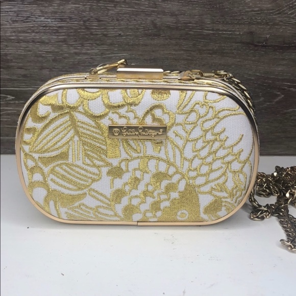 LILLY PULITZER Gold & White Embroidered Clutch - Picture 4 of 5
